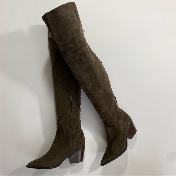 Aldo Shoes | Aldo Haskova Olive Suede Over The Knee Lace Up Boots | Color: Brown | Size: 7.5 | Madgirlhunting's Closet